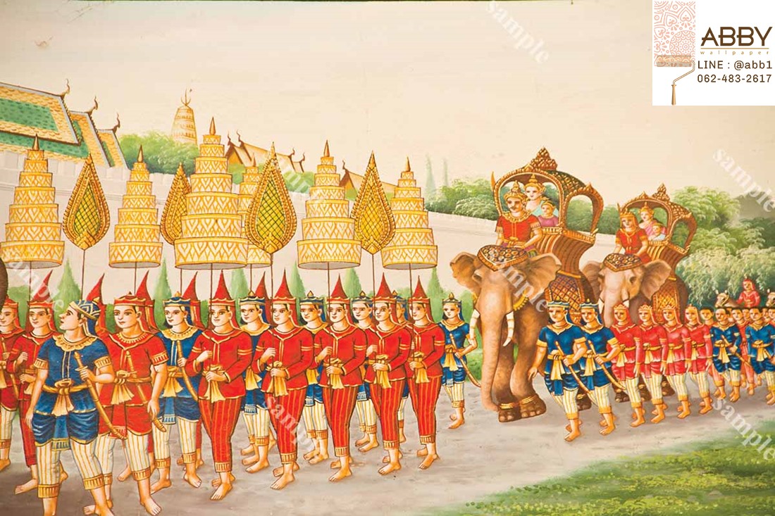 พิมพ์ภาพศิลปะไทยพระเวสสันดรกัณฑ์ที่13