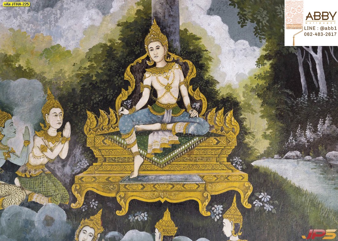 ภาพวาดศิลปะไทยพระราชานั่งบัลลังก์