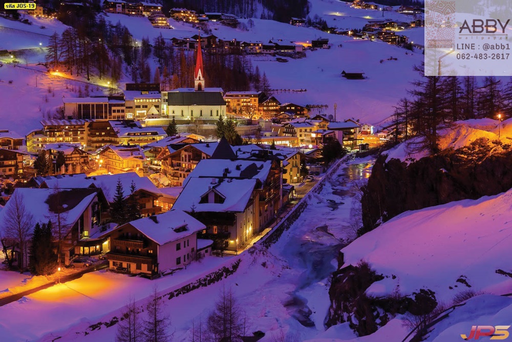 ภาพวิวสกีรีสอร์ทบนภูเขาเซิลเดนฤดูหนาวในออสเตรีย