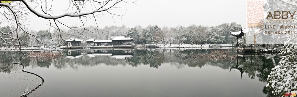 วอลเปเปอร์ภาพหิมะที่ทะเลสาบหางโจว