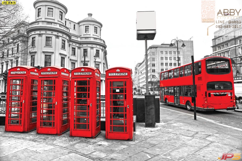 วอลเปเปอร์ภาพรถบัสสองชั้นและตู้โทรศัพท์สีแดงในกรุงลอนดอน